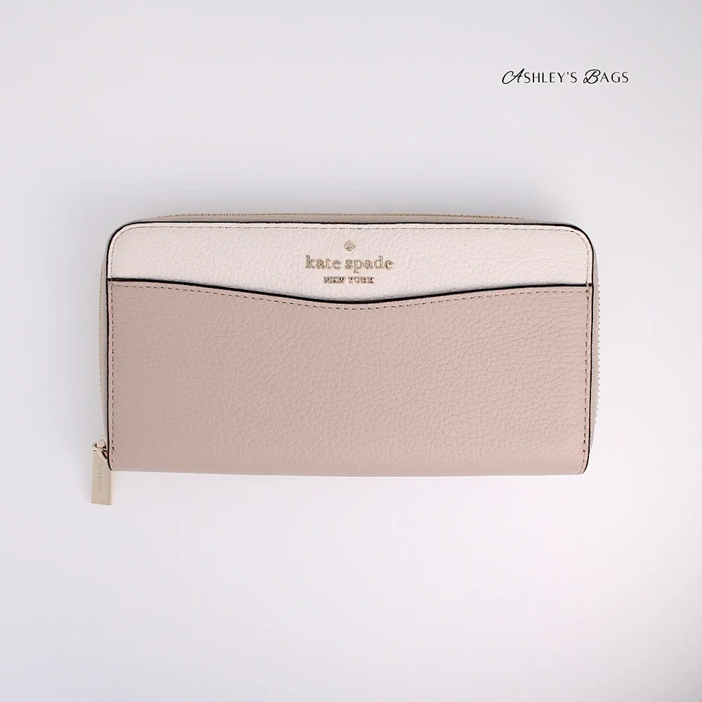 Kate Spade Leila Colorblock Large Continental Wallet In Warm Beige